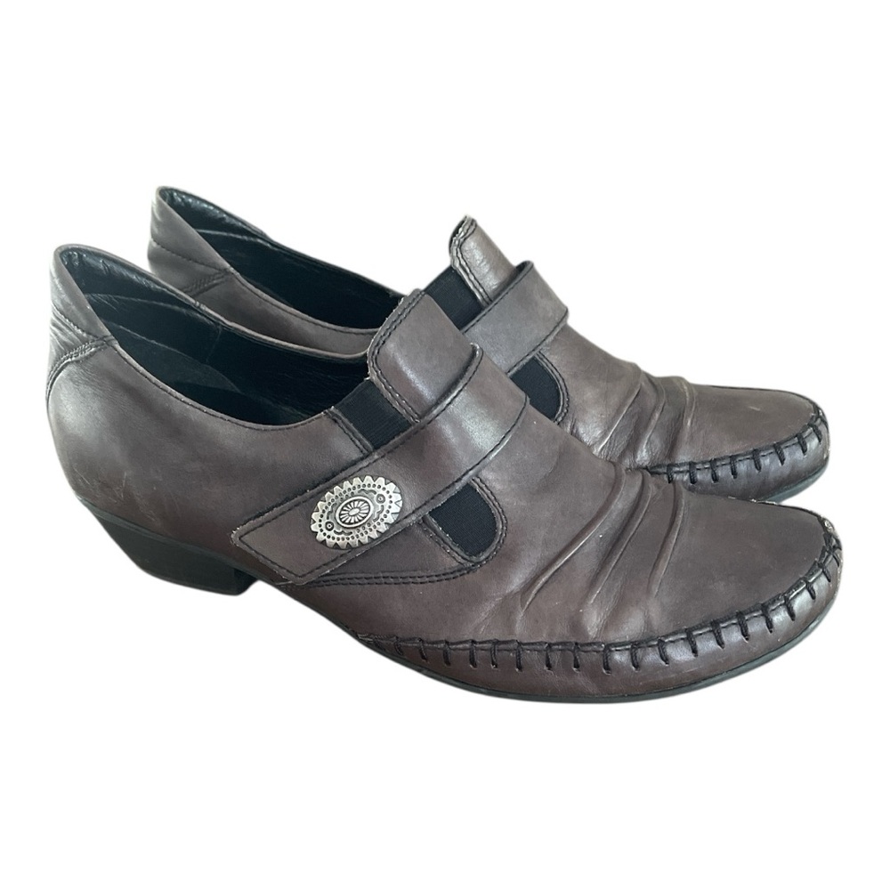 Remonte Dorndorf Leather Shoes Women Loafer Slip on EU 40 Heel Western style